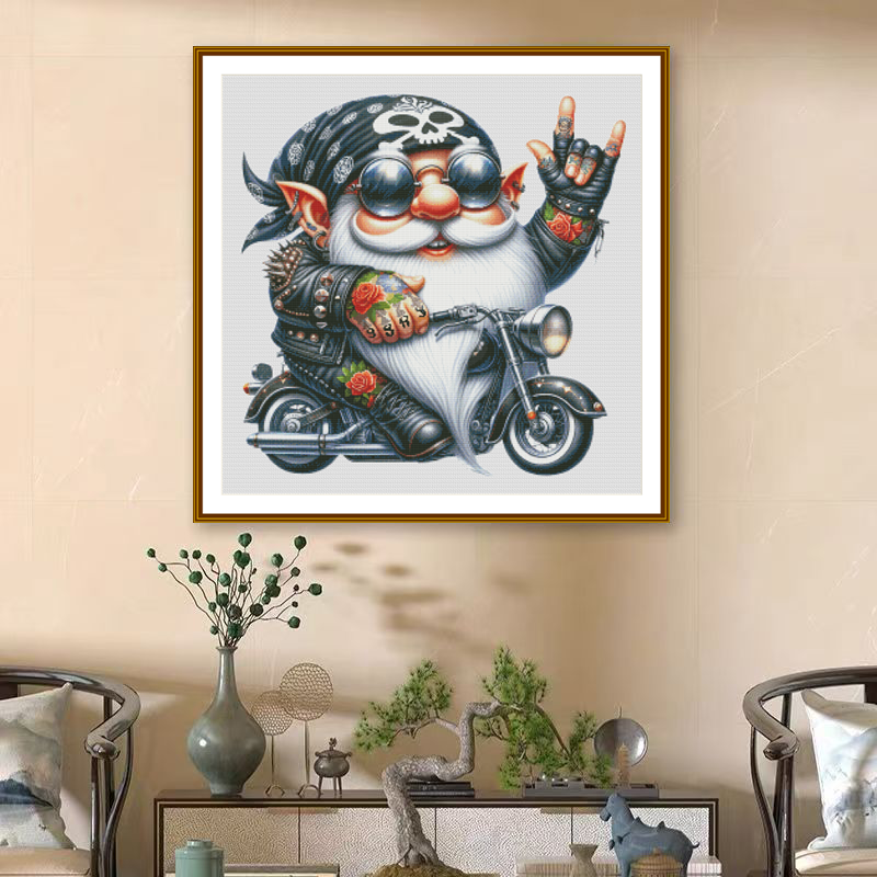 1set DIY Printed Cross Stitch Kit [ZZ5713-Motorcycle Dwarfs] Cross Stitch Kit Painting Fairy Cross Stitch