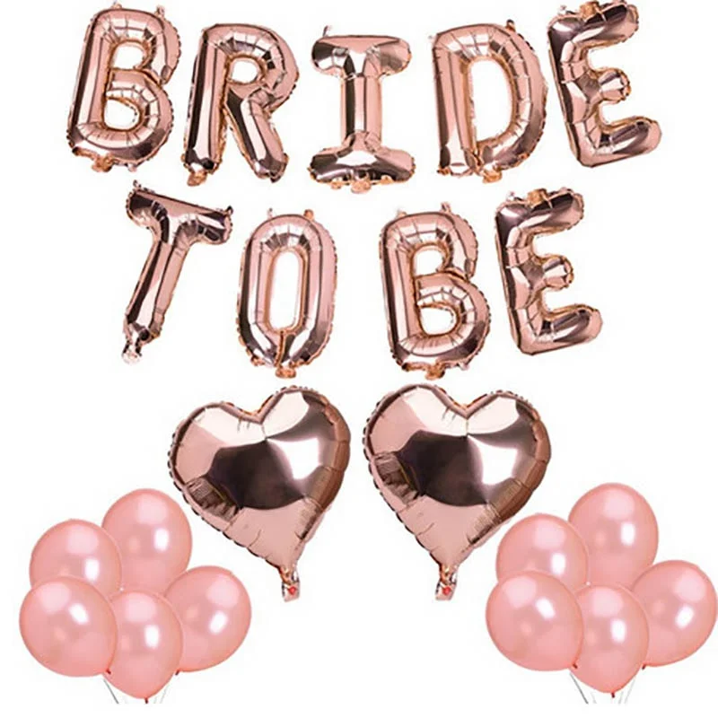 1set 16inch Rose Gold Bride To Be Letter Balloons Heart Foil Balloon Hen Party Decorations Wedding Bachelorette Party Supplies