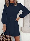 Creative Lace-Up Long Sleeves Sweater Dresses