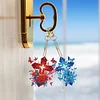 (US Local)6Pcs Acrylic Double Sided Cross Flower Diamond Painting Keychain for Bag Decor