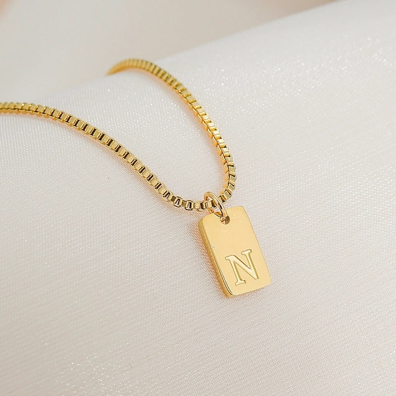 Minimalist Letter 304 Stainless Steel 18K Gold Plated Pendant Necklace