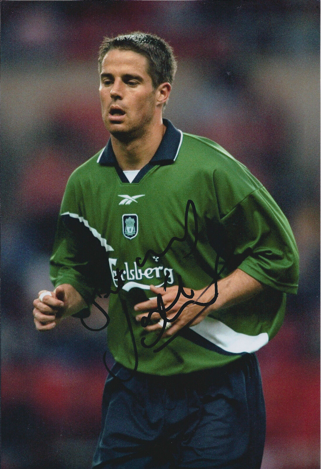 Jamie REDKNAPP Signed Autograph 12x8 Photo Poster painting AFTAL COA Liverpool Rare Green Shirt