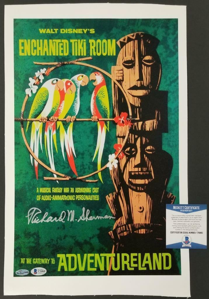 Richard Sherman signed Enchanted Tiki Room 11x17 Canvas Photo Poster painting ~ Beckett BAS COA