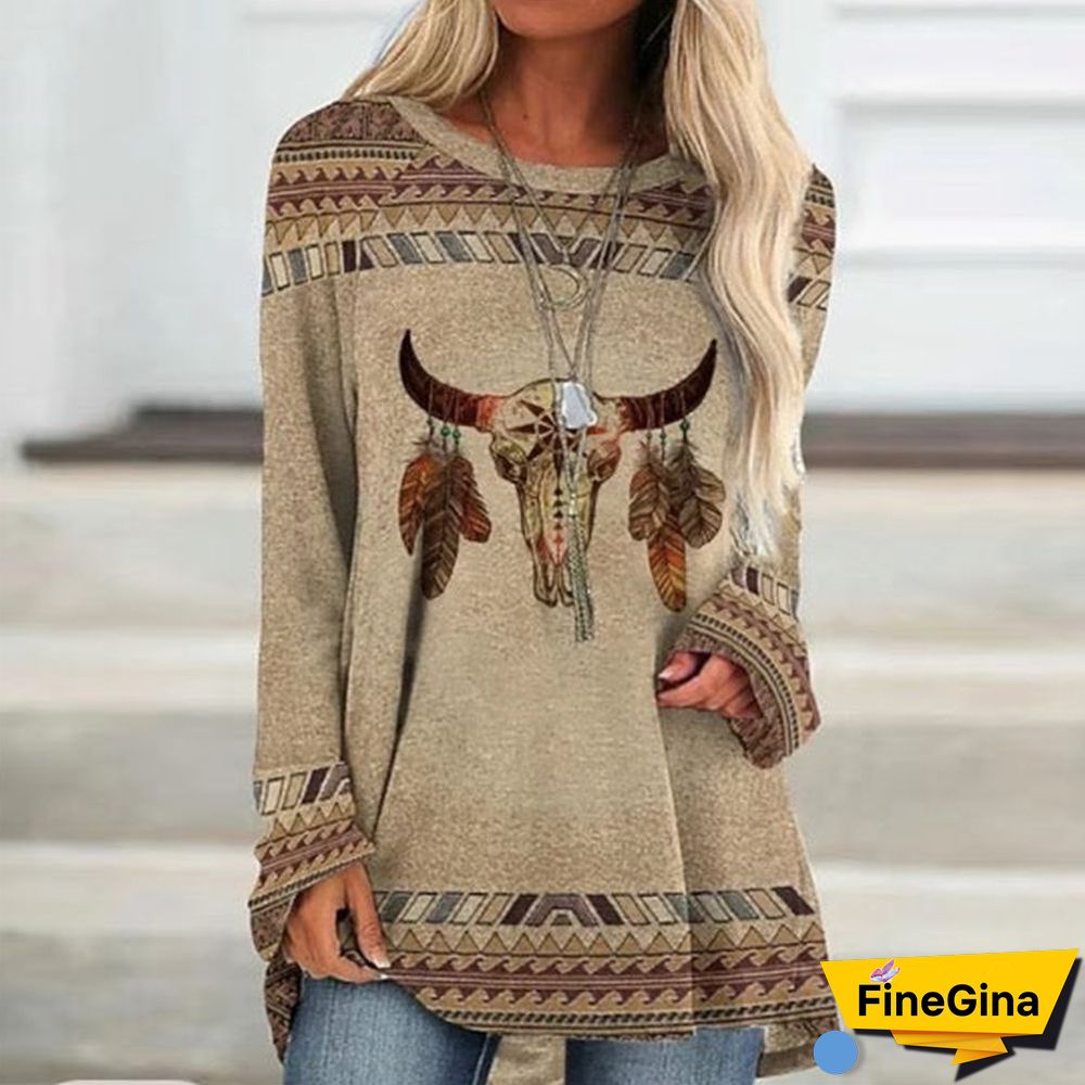 Coffee Print Round Neck Top