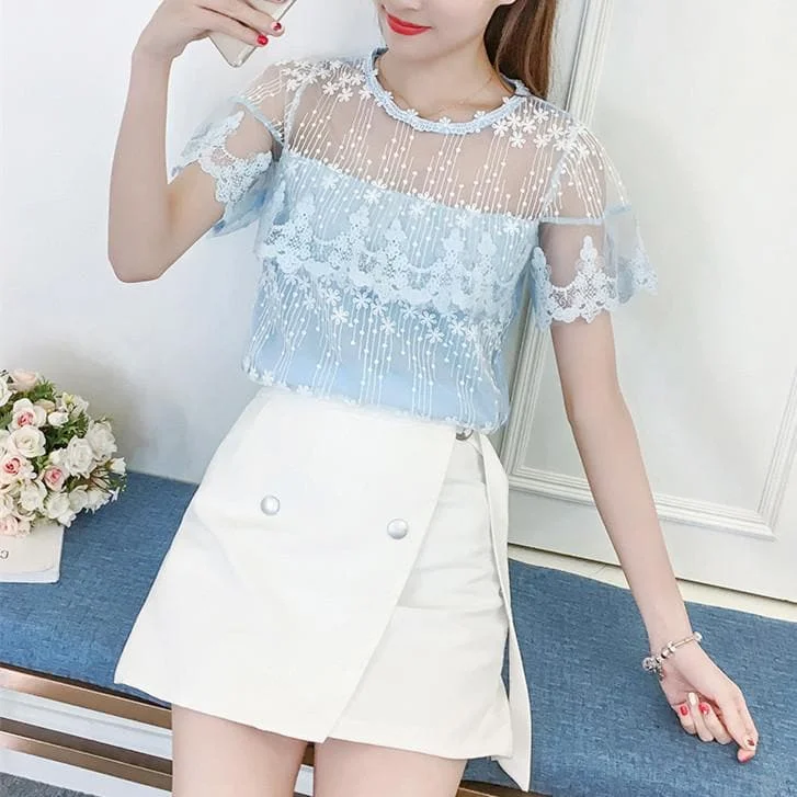 Fairy Flower Lace Chiffon Tee Shirt SP13667