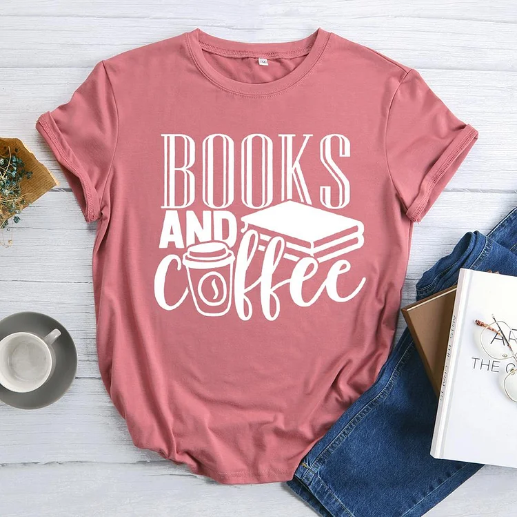 ANB - Books And Coffee Book Lovers Tee-03094