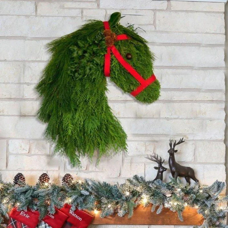 Winter Wreath-Farmhouse Horse Head Christmas Wreath