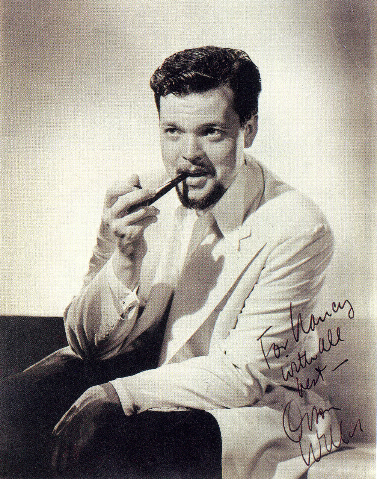 ORSON WELLES Signed 'Pipe' Photo Poster paintinggraph - Film Star Actor - preprint