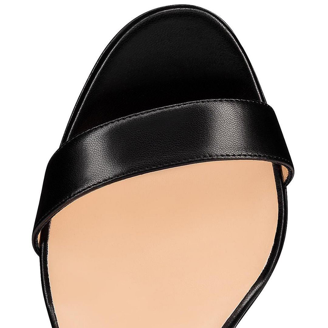 100mm Women's  Low  Platform Sandals Round Open Toe Red Bottom Ankle Straps Matte Pumps-MERUMOTE