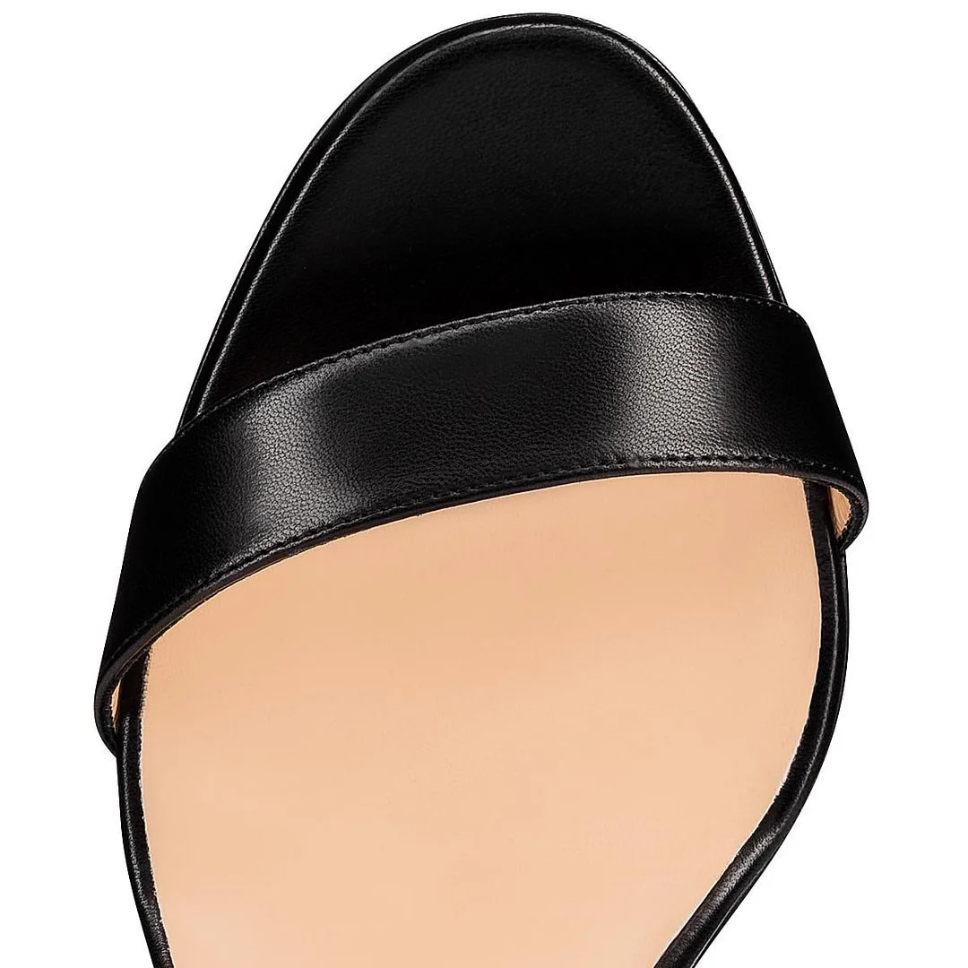 100mm Women's  Low  Platform Sandals Round Open Toe Red Bottom Ankle Straps Matte Pumps-MERUMOTE