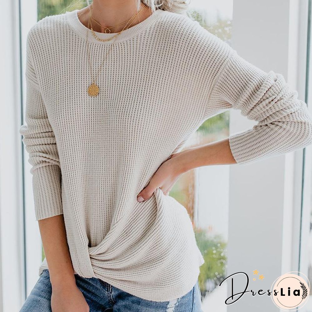 Round Neck Asymmetrical Sweater