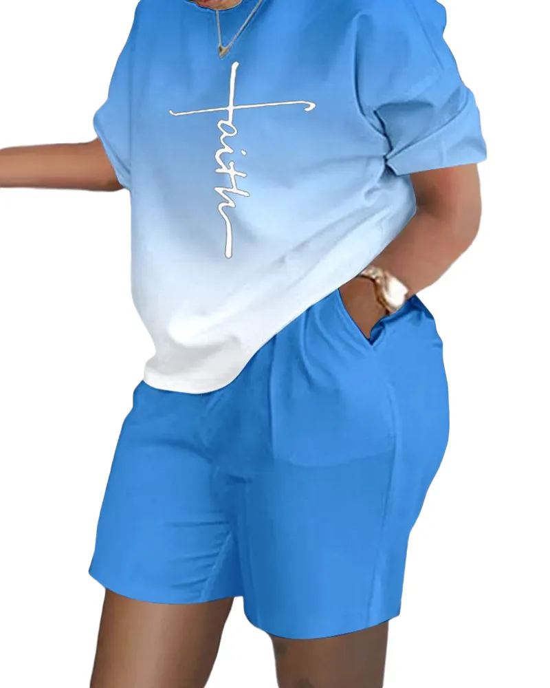 Uveng Uveng Women's Explosive Print Short Sleeve Two-Set Commuter Set
