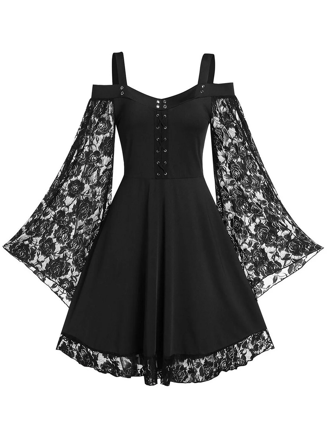 1950s Lace Angel Sleeve Swing Dress