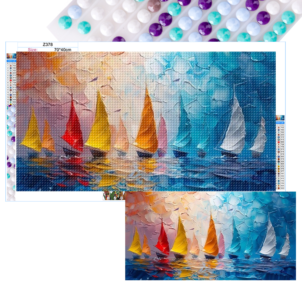 Colorful Scenery 70*40cm(canvas) full round drill diamond painting