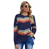 Women's Sweatshirt Fashion Striped Crew Neck Long Sleeve Top