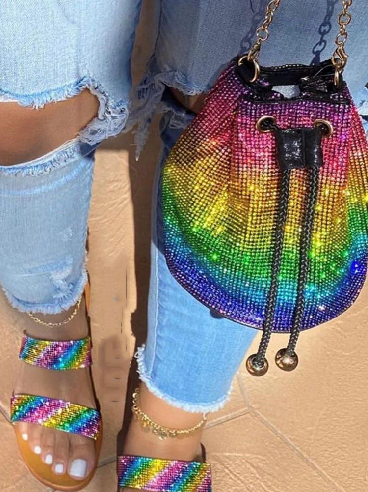 Rhinestone Chain Bucket Bag shopify Stunahome.com