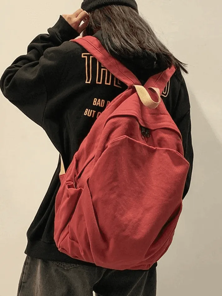 Brownm Vintage Wash College School Backpack