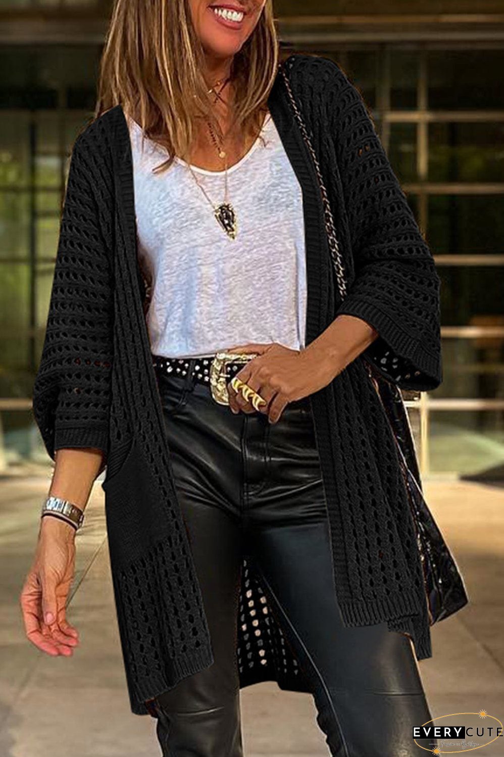 Hollow Out Knit Cardigan