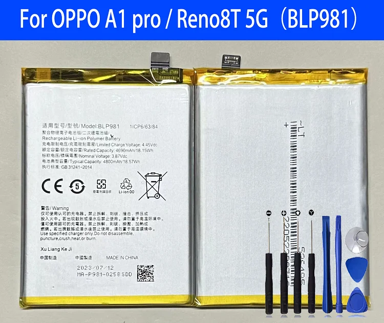 100% Original blp981 Battery For OPPO RENO 8T 5G Phone Replacement  Bateria