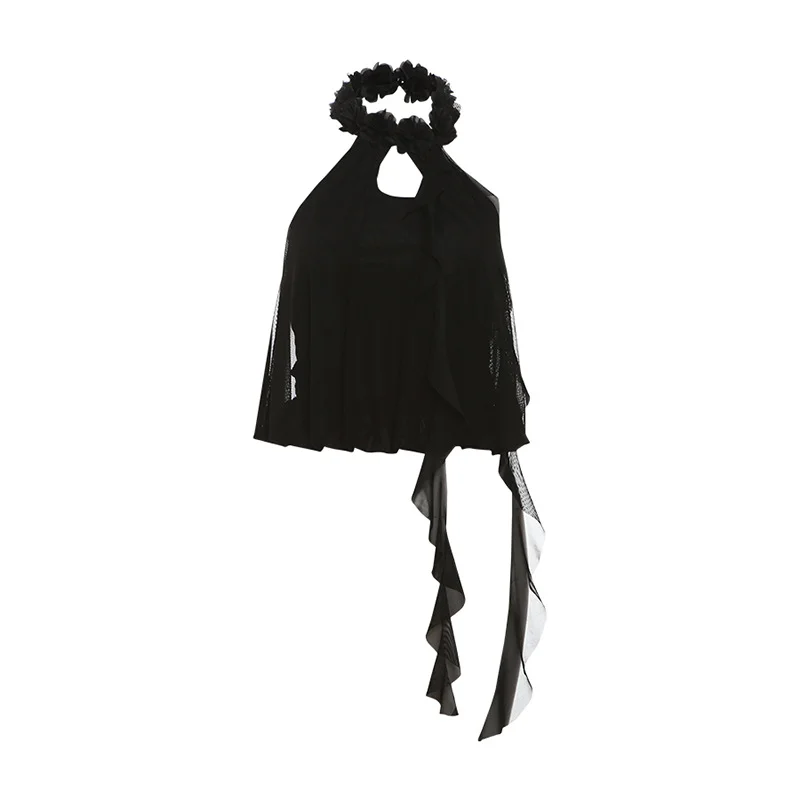 Toloer Toloer Summer New Women's Niche Design Sense Hanging Neck Dew Back Wave Decoration Small Vest-Outfit Ideas