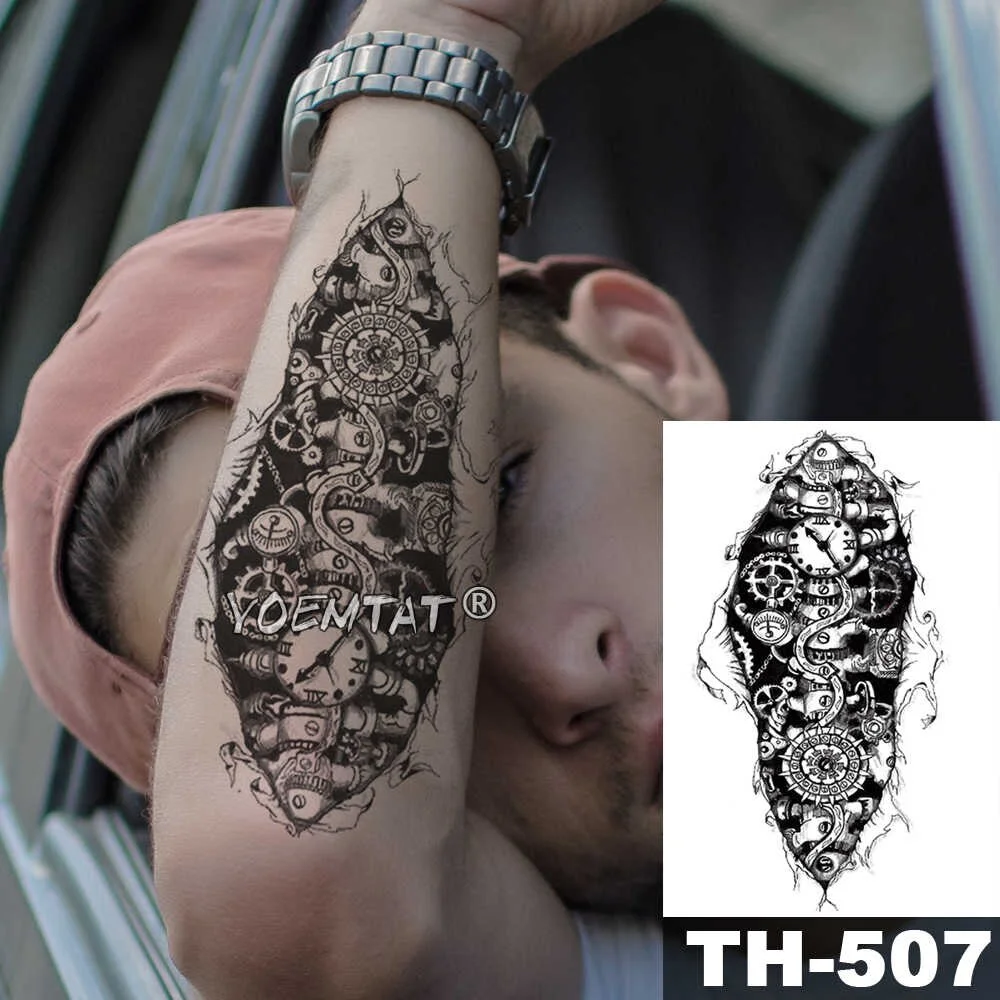 3D Robot Temporary Tattoo Sticker Bionic Waterproof Tatto Warrior Soldier Body Art Mechanical Gear Arm Fake Tatoo Men Women