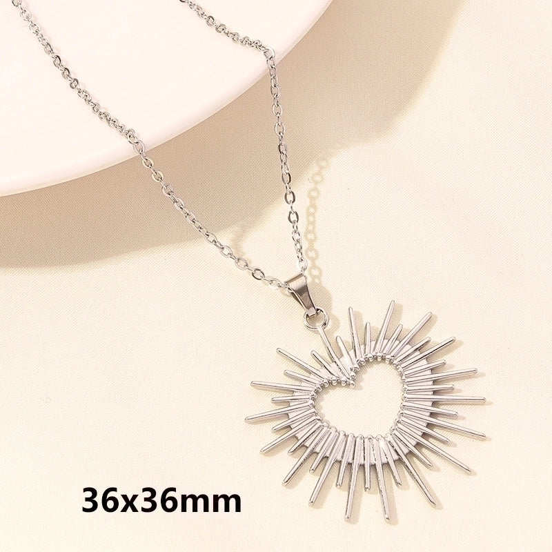 Elegant Minimalist Heart Shape 304 Stainless Steel 18K Gold Plated Plating Hollow Out Pendant Necklace