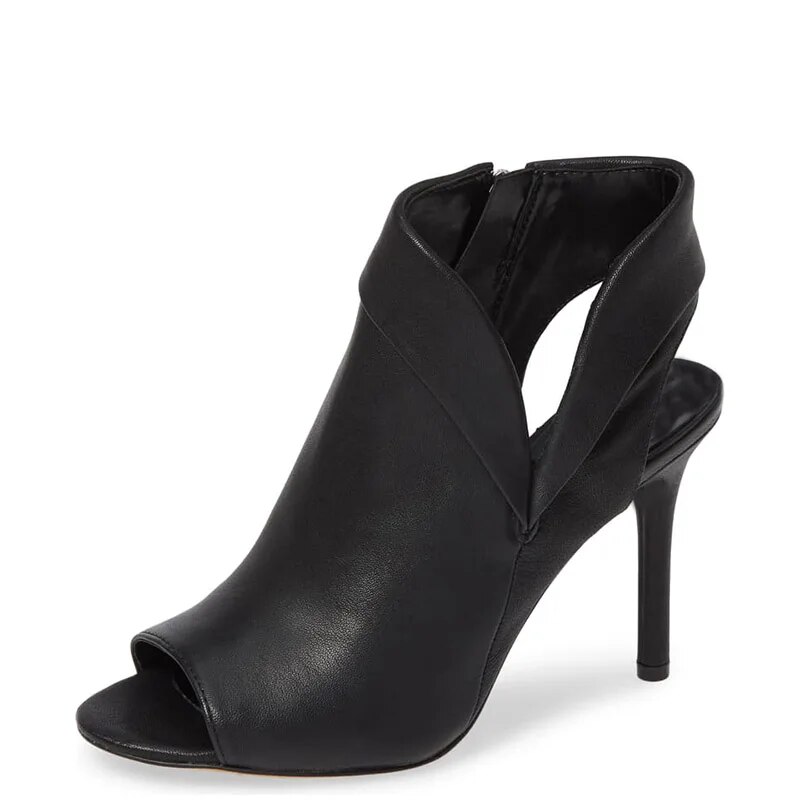 TAAFO Peep Toe Stilettos Ankle Boots Woman Slingbacks High Thin Heels Zipper For Ladies Booties Formal Shoes Large Size 32 36