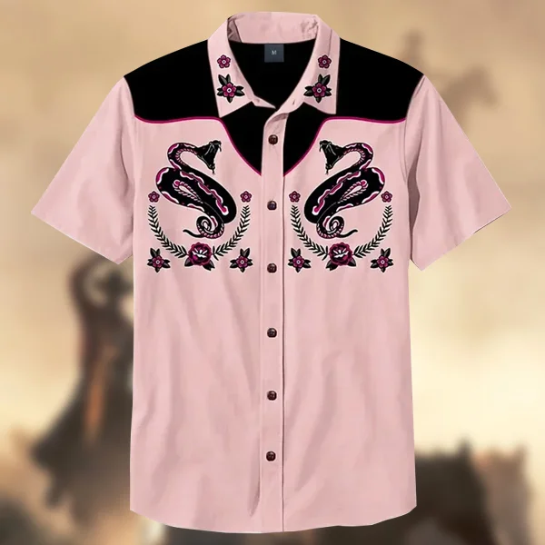 100% Cotton Western Vintage Tattoo Dnake Totem Shirt