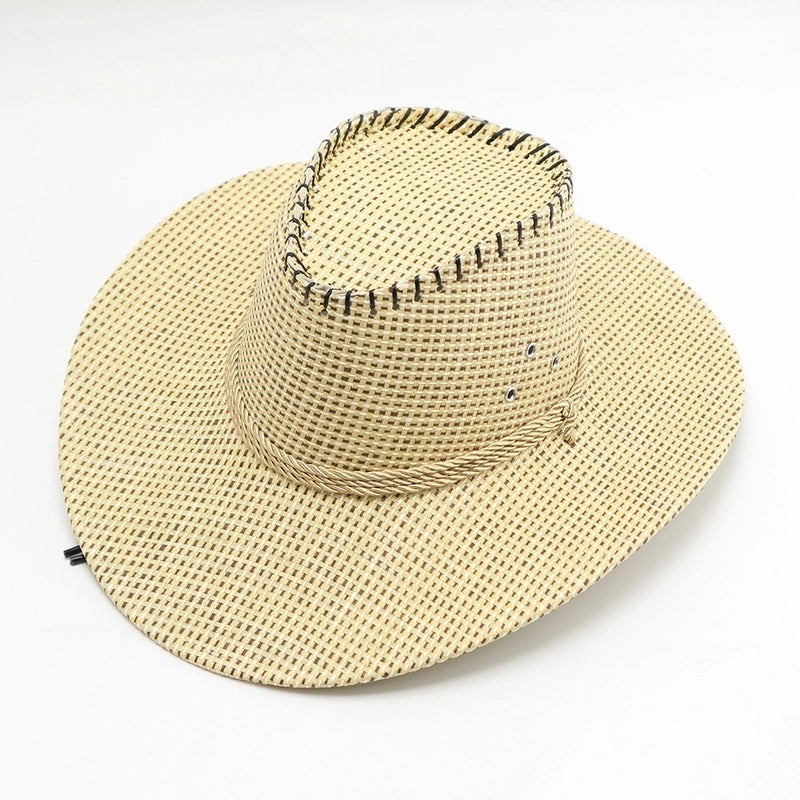 Men’s Minimalist Solid Color Big Eaves Straw Hat