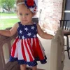Kids Girl July 4th Independence Day Star Print A-line Vest Holiday Party Dress