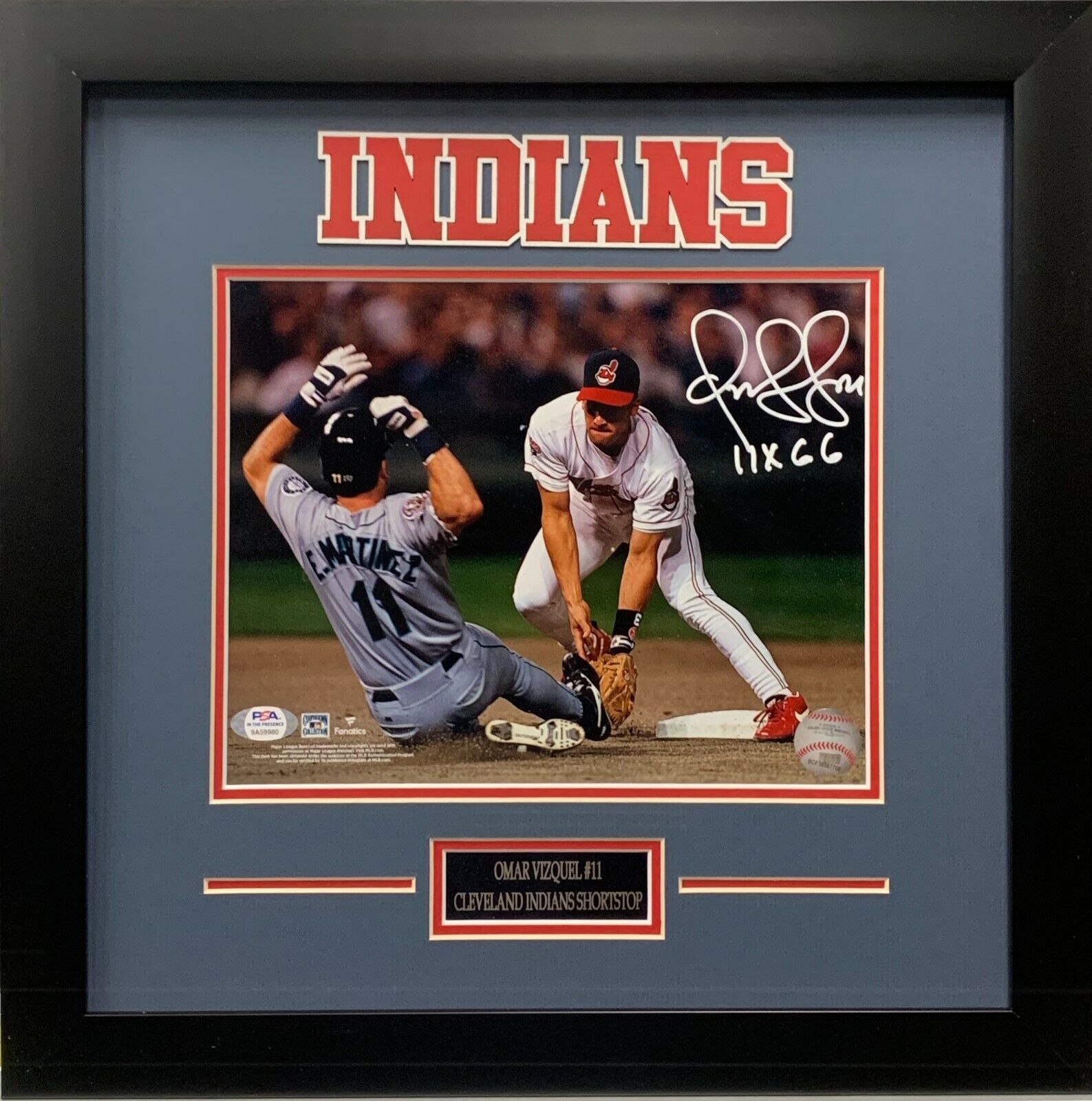 Omar Vizquel autographed inscribed framed 8x10 Photo Poster painting Cleveland Indians PSA COA