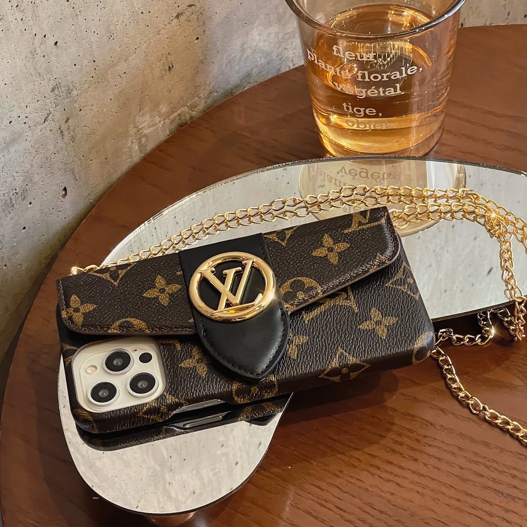 Louis Vuitton Crossbody LV Envelope Card Holder Genuine Leather Elegant Apple iPhone Case ProCaseMall