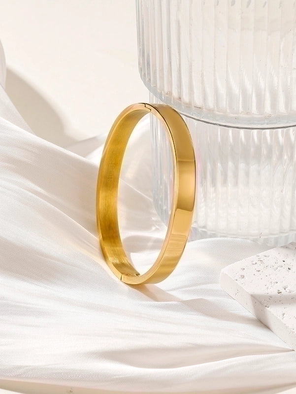 Basic Round 304 Stainless Steel 24K Gold Plated Bangle In Bulk