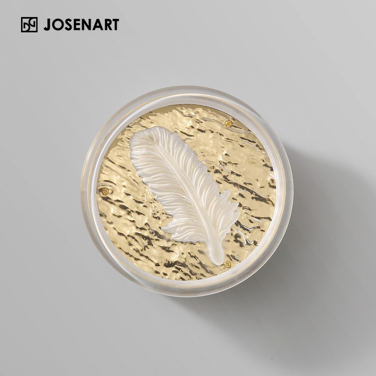 Gold Maple Leaf Glass Shade Round Sconce JOSENART Josenart