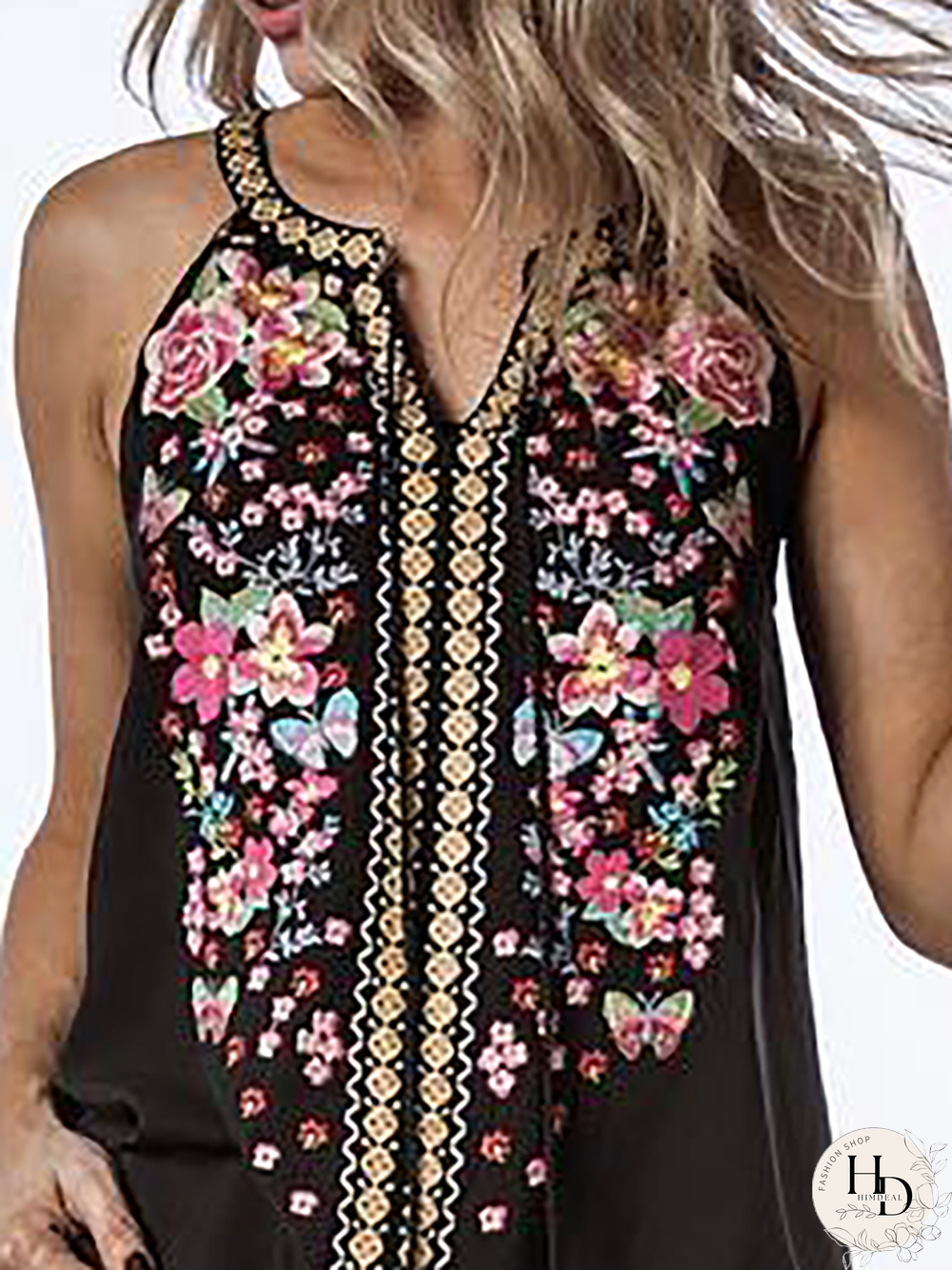 Plus size Sleeveless Boho Tops