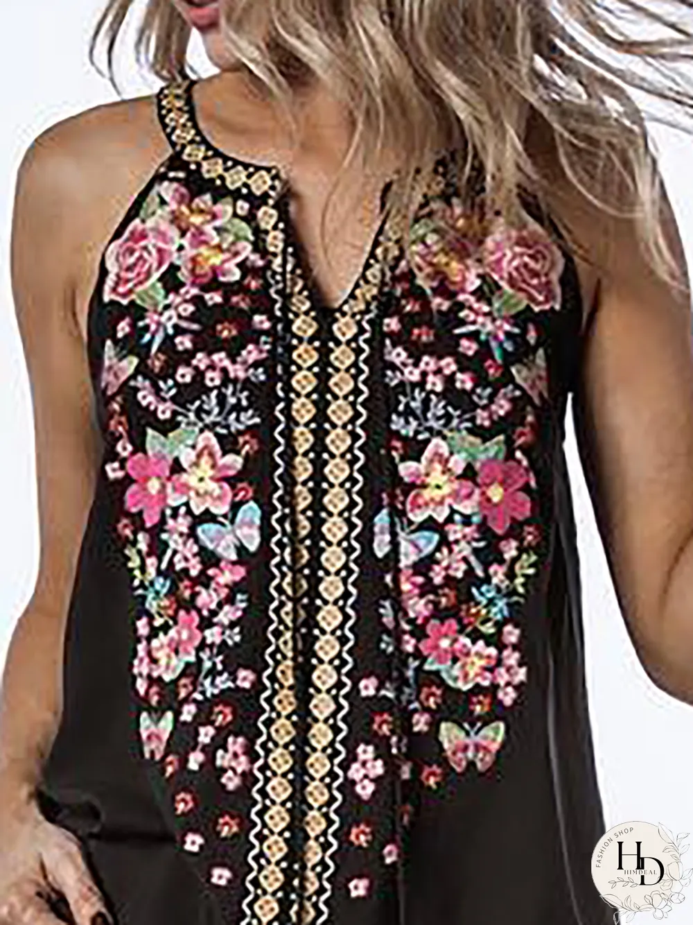 Plus size Sleeveless Boho Tops