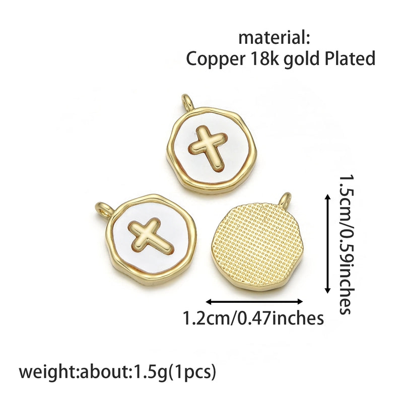 1 Piece 13 * 15mm Copper Shell 18K Gold Plated Cross Eye Polished Pendant Jewelry Accessories