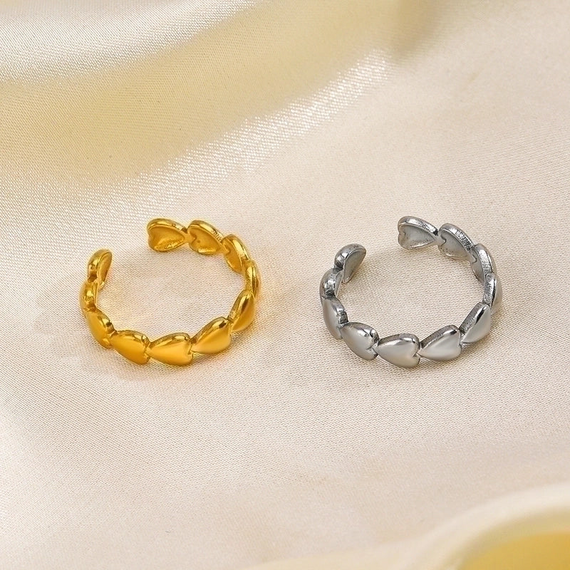 304 Stainless Steel 18K Gold Plated Casual Classic Style Plating Heart Shape Open Rings