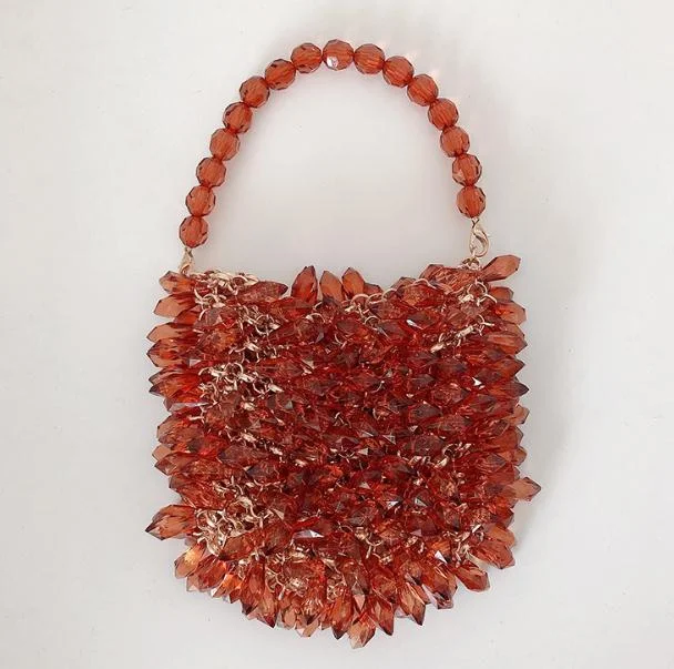 Green Bead Bag Womens Handbags and Purses New Handmade Small Metal Crystal Shoulder Messenger Ladies Bag Party Luxury Design