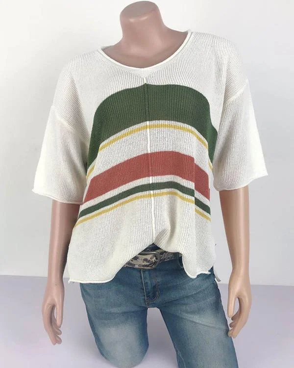 Flodress Striped Knitting Flimsy Top