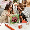 Green Background Rose DIY Linen Diamond Art Painting Tote Bag for Adults