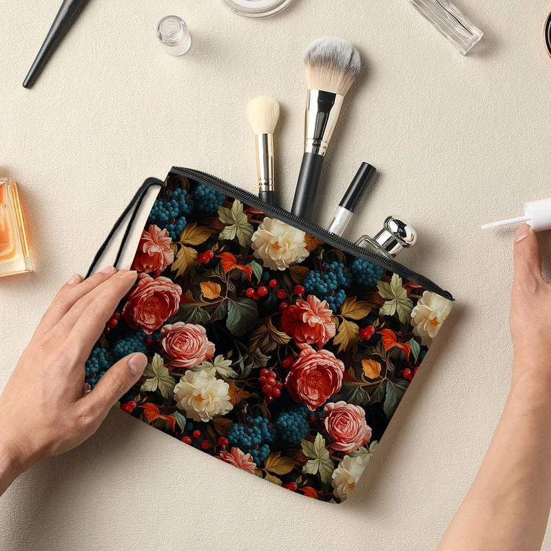Classic Style Flower Polyester Square Makeup Bags