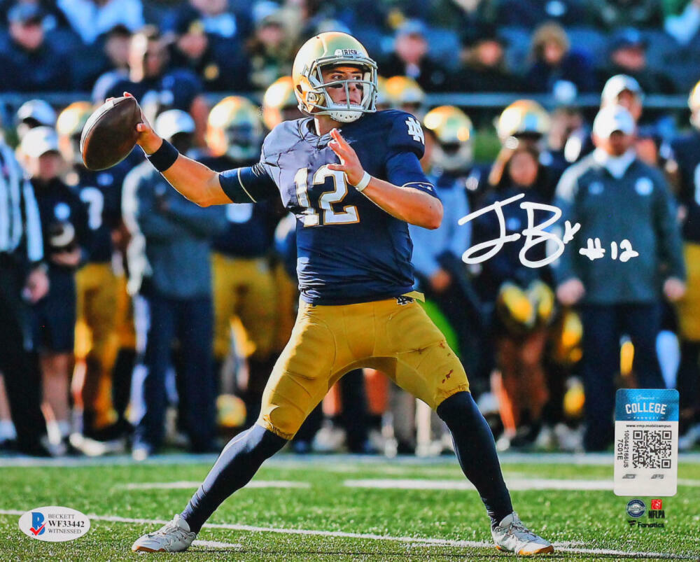 Ian Book Autographed Notre Dame Passing 8X10 FP Photo Poster painting- Beckett W *White