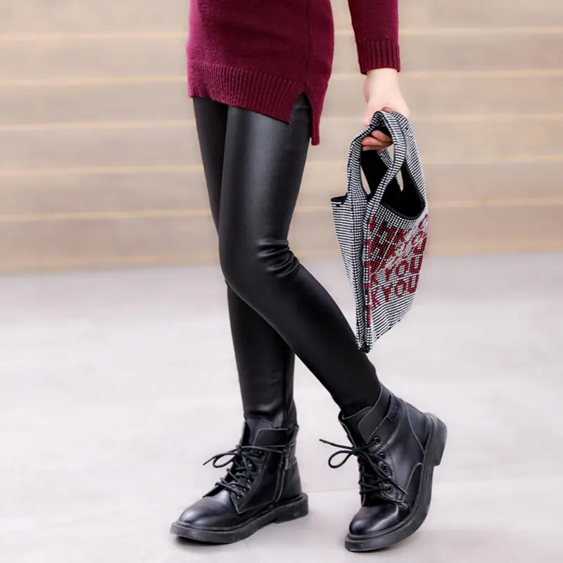 Autumn Winter Girls Leggings Thick Winter Plus Velvet Printing Pants Pentagram Print Children Pencil Trousers Leggings For Girls