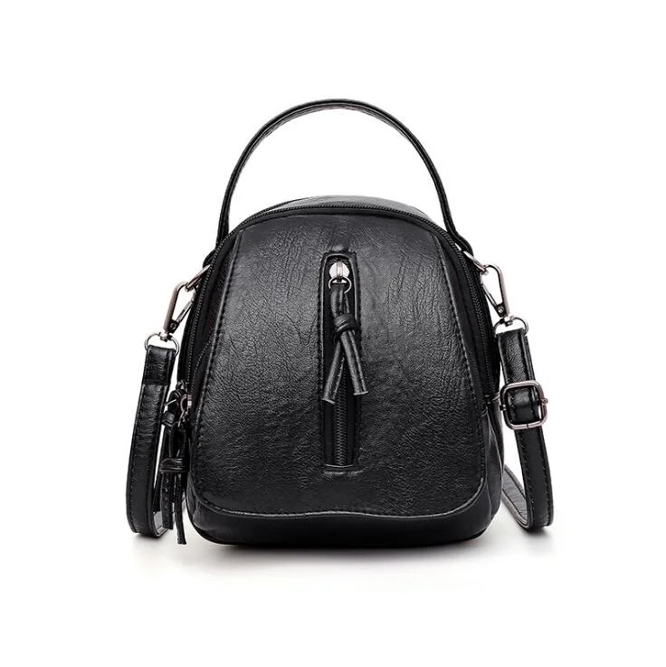 Vintage Soft Leather Shoulder Bags for Women Large Capacity Female Handbag Double Compartment Crossbody Bags Lady Small Tote