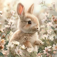 Gentle Rabbit Garden - Diamond Painting
