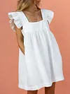 Solid Color Flared Sleeves Mini Dress