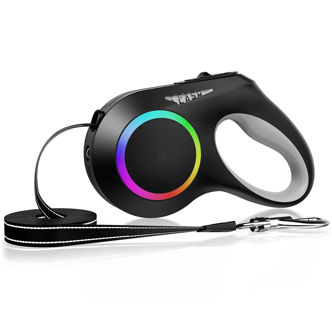 Retractable Dog Leash, 16ft Retractable Leash with Rechargeable LED Light - Tangle Free, Anti Slip Handle, Nylon Tape, One Button Brake & Lock Dog Leashes for Small and Medium Dogs