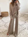 Casual Long Sleeves+Wide Leg Suits