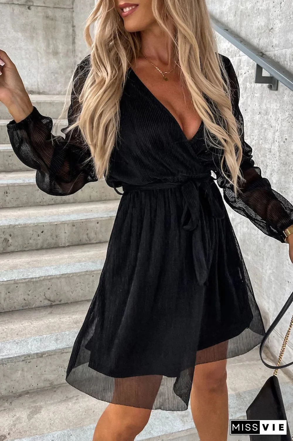 Fashion Sexy Solid Frenulum V Neck A Line Dresses